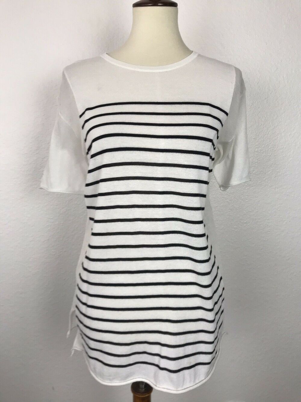T Alexander Wang Stretch Knit Pullover Striped Top FLAWS